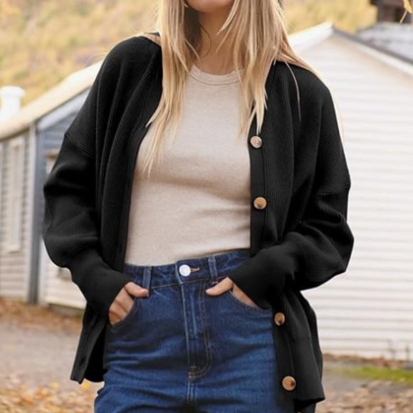 ANRABESS Women's Open Front Oversized Chunky Knit Long Sleeve Casual Loose Fall - Picture 2 of 4